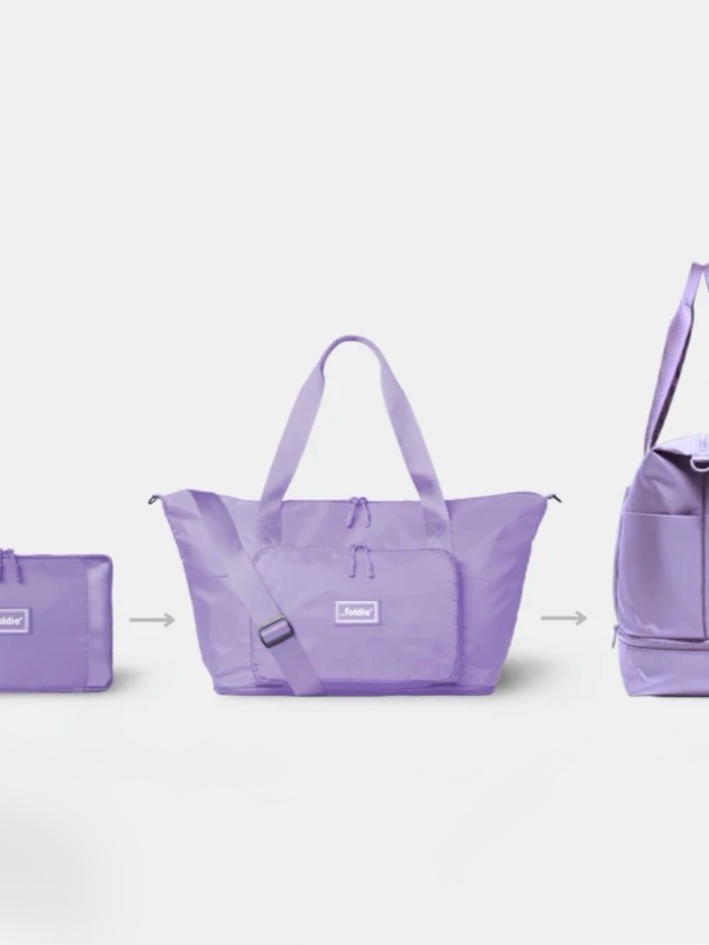 Foldie Lilac Convertible Travel Tote NWT